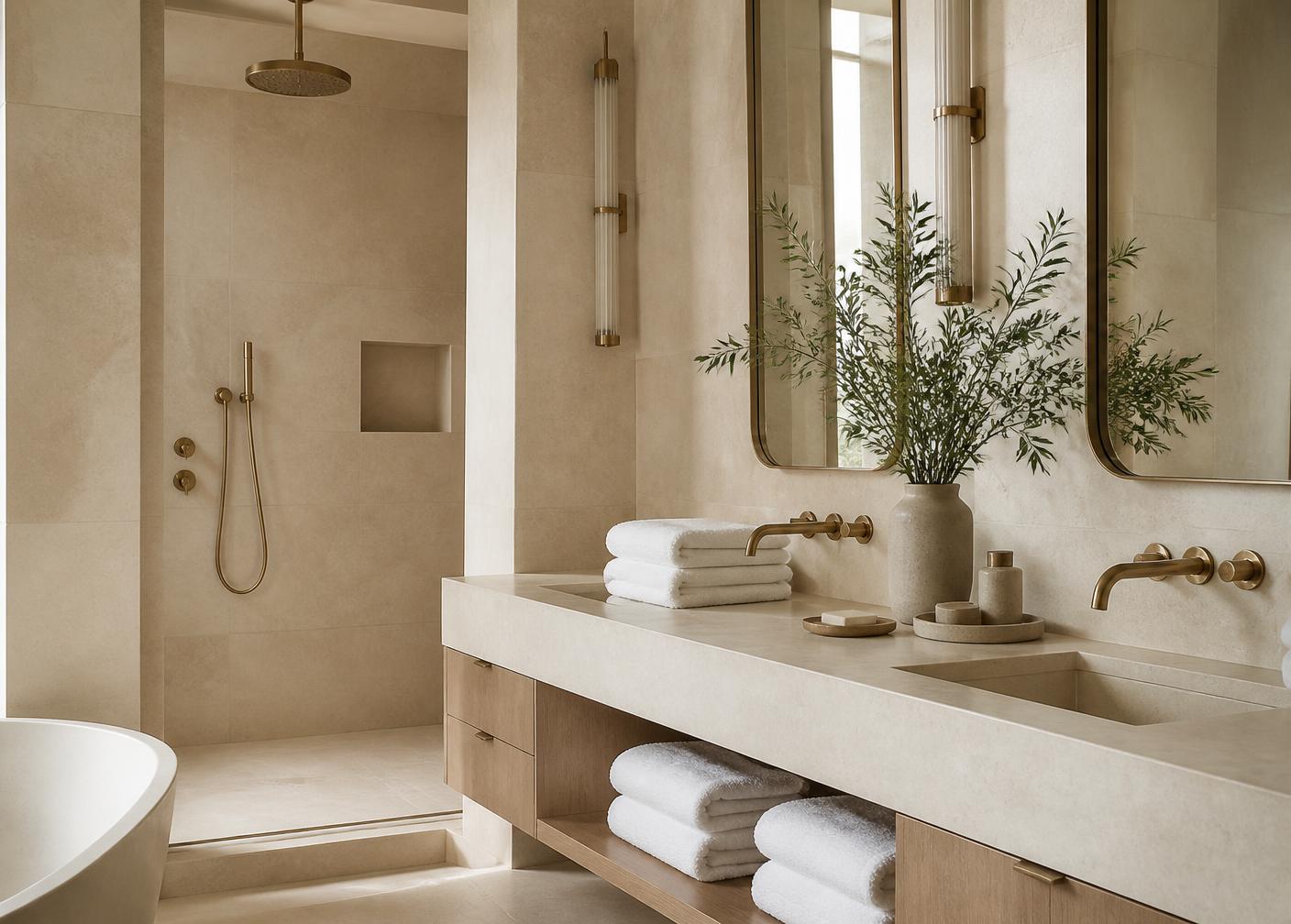 Salle de bain contemporaine d'un logement géré par LC Prestige Conciergerie